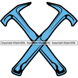 Roofing Hammer Color Crossed Vector Design Element Roofer Roof Home House Residential Construction Architecture Building Rooftop Work Repair Worker Builder Company Business Logo Clipart SVG