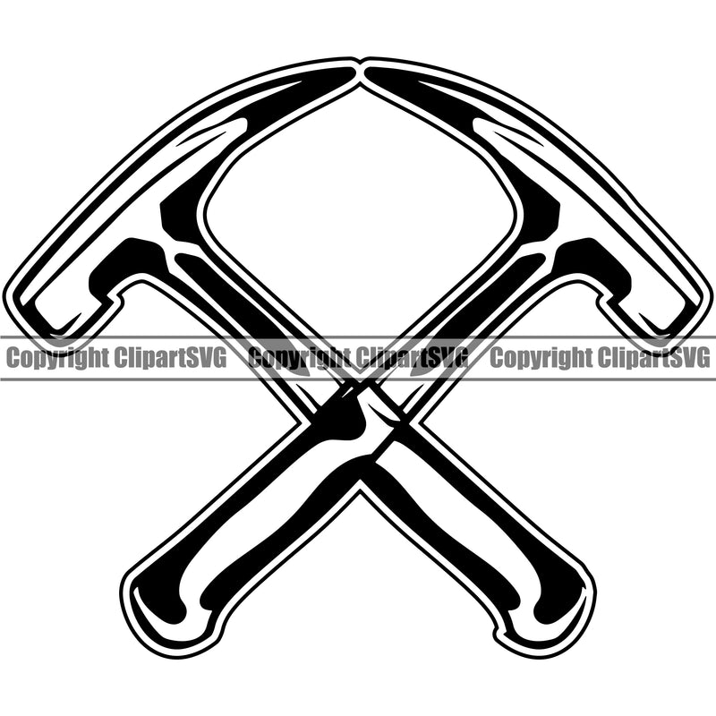 Roofing Hammer Crossed Vector Design Element White Background Roofer Roof Home House Residential Construction Architecture Building Rooftop Work Repair Worker Builder Company Business Logo Clipart SVG