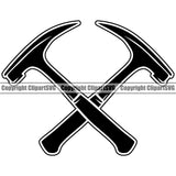 Roofing Hammer Crossed White Background Vector Design Element Roofer Roof Home House Building Rooftop Work Repair Worker Builder Company Business Residential Construction Architecture Logo Clipart SVG