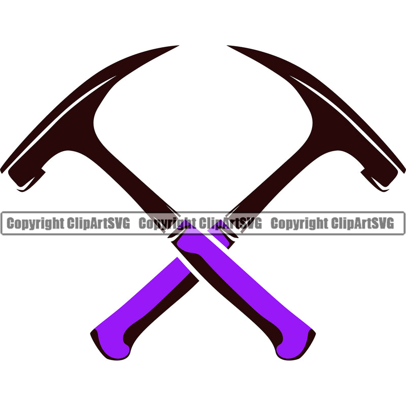 Roofing Hammer Crossed Design Element Color Handel White Background Roofer Roof Home House Residential Construction Architecture Building Rooftop Work Repair Worker Builder Company Business Logo Clipart SVG