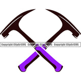 Roofing Hammer Crossed Design Element Color Handel White Background Roofer Roof Home House Residential Construction Architecture Building Rooftop Work Repair Worker Builder Company Business Logo Clipart SVG