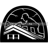 Roofing Roofer Nail Gun Silhouette Vector Design Element Roof Home House Residential Construction Architecture Building Rooftop Work Repair Worker Builder Company Business Logo Clipart SVG