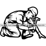 Roofing Roofer Man Holding Hammer White Background Design Element Roof Home House Residential Construction Architecture Building Rooftop Work Repair Worker Builder Company Business Logo Clipart SVG