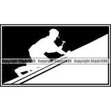 Roofing Roofer Man Working On Roof White Background Design Element Home House Residential Construction Architecture Building Rooftop Work Repair Worker Builder Company Business Logo Clipart SVG