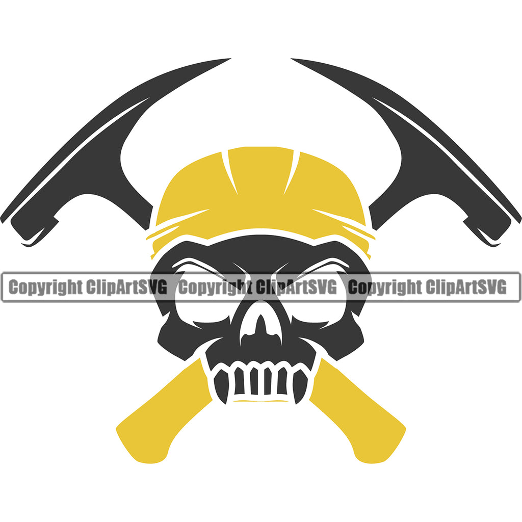 Skull Skeleton Color Head Crossed Hammer Vector Design Element White Background Roofing Roofer Roof Home House Residential Construction Architecture Building Rooftop Work Repair Worker Builder Company Business Logo Clipart SVG