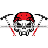Roofing Roofer Roof Skull Skeleton Wearing Helmet Hammer Design Element Home House Residential Construction Architecture Building Rooftop Work Repair Worker Builder Company Business Logo Clipart SVG