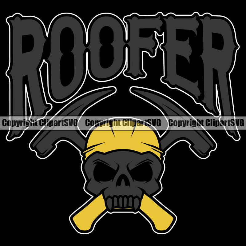 Roofer Roofing Roofer Roof Black Background Design Element Home House Residential Construction Architecture Building Rooftop Work Repair Worker Builder Company Business Logo Clipart SVG