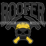 Roofer Roofing Roofer Roof Black Background Design Element Home House Residential Construction Architecture Building Rooftop Work Repair Worker Builder Company Business Logo Clipart SVG