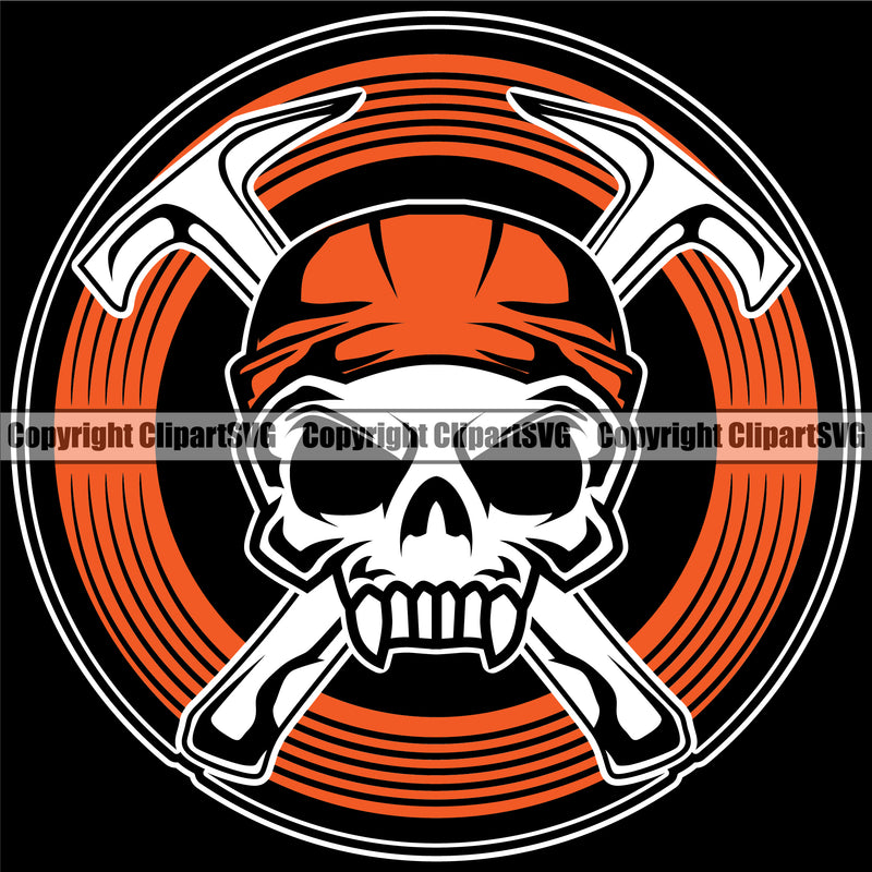 Roofing Skull Skeleton Color Logo Vector Design Element White Background Roofer Roof Home House Residential Construction Architecture Building Rooftop Work Repair Worker Builder Company Business Logo Clipart SVG