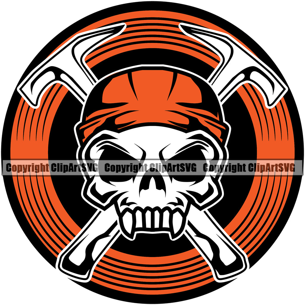 Roofing Roofer Skull Skeleton Red Color Logo Vector Design Element Roof Home House Residential Construction Architecture Building Rooftop Work Repair Worker Builder Company Business Logo Clipart SVG