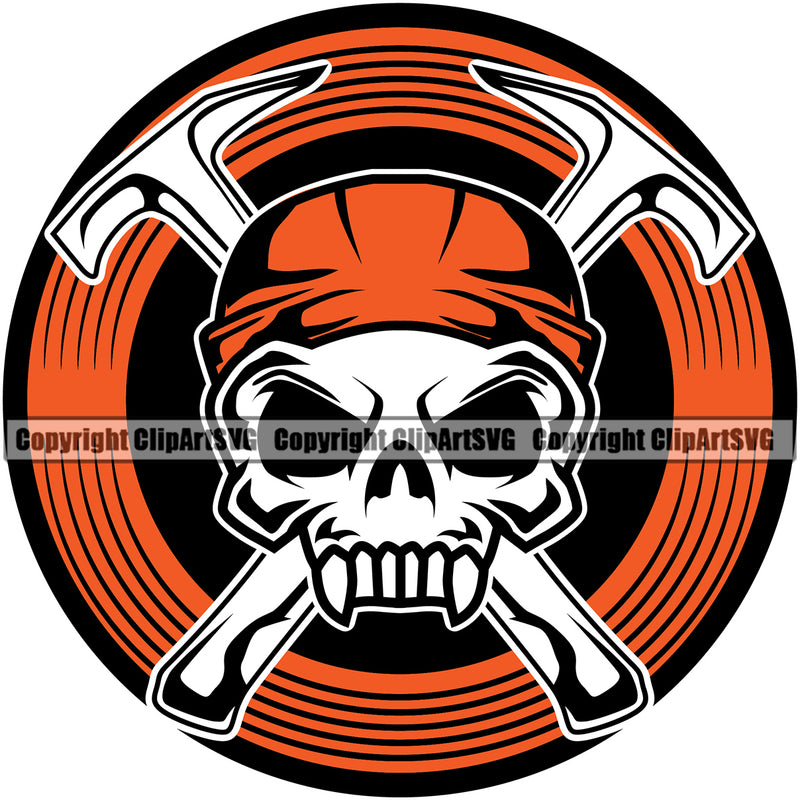 Roofing Roofer Skull Skeleton Red Color Logo Vector Design Element Roof Home House Residential Construction Architecture Building Rooftop Work Repair Worker Builder Company Business Logo Clipart SVG