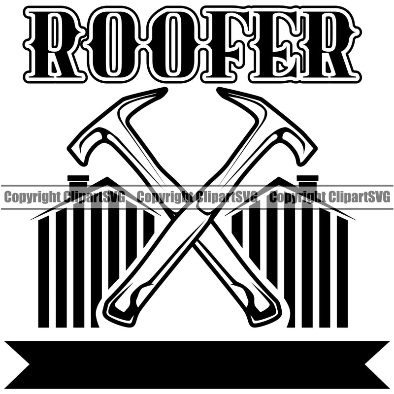 Roofer Quote Crossed Hammer Vector Design Element Roofing Roofer Roof Home House Residential Construction Architecture Building Rooftop Work Repair Worker Builder Company Business Logo Clipart SVG