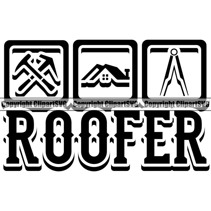 Roofer Quote Logo Design Element Roofing Roofer Roof Home House Residential Construction Architecture Building Rooftop Work Repair Worker Builder Company Business Logo Clipart SVG