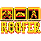 Roofer Color Quote Roofing Roofer White Background Design Element Roof Home House Residential Construction Architecture Building Rooftop Work Repair Worker Builder Company Business Logo Clipart SVG