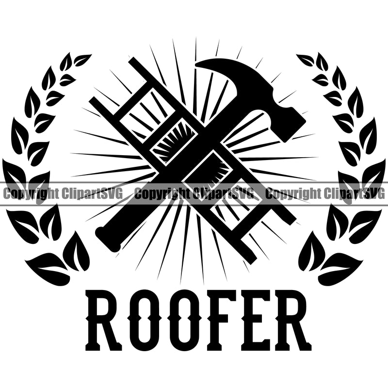 Roofer Quote Hammer Logo Design Element Roofing Roofer Roof Home House Residential Construction Architecture Building Rooftop Work Repair Worker Builder Company Business Logo Clipart SVG
