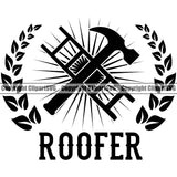 Roofer Quote Hammer Logo Design Element Roofing Roofer Roof Home House Residential Construction Architecture Building Rooftop Work Repair Worker Builder Company Business Logo Clipart SVG