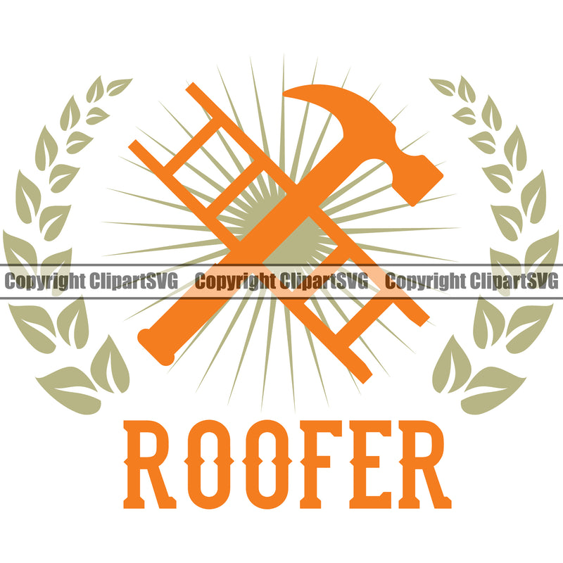 Roofer Color Quote Roofing Roofer Hammer Logo White Background Design Element Roof Home House Residential Construction Architecture Building Rooftop Work Repair Worker Builder Company Business Logo Clipart SVG