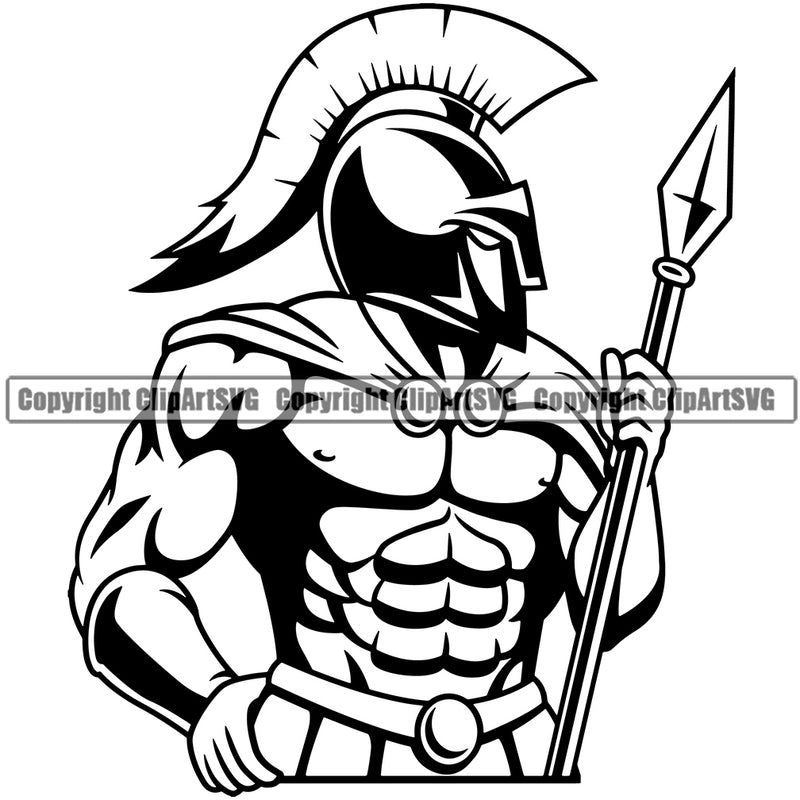 Spartan Battle Helmet Spear Black Warrior Sign Sword Fight Viking Barbarian Medieval War Fighter Mascots Sports Team School Mascot Game Fantasy eSport Animal Emblem Badge Logo Symbol Clipart SVG