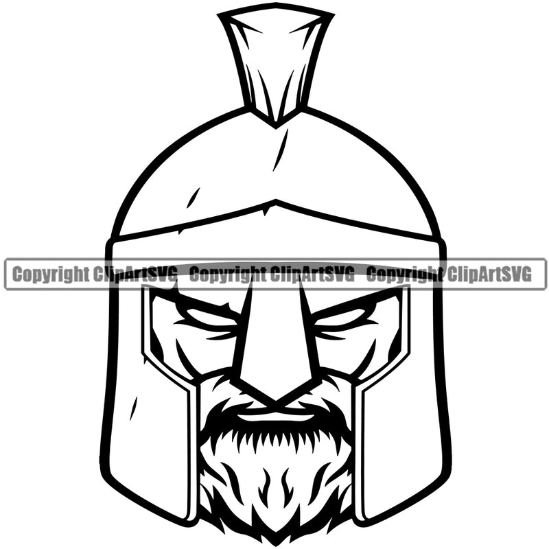 Battle Helmet Spartan Beard Mustache Warrior Sign Fight Viking Barbarian Medieval War Fighter Mascots Sports Team School Mascot Game Fantasy eSport Animal Emblem Badge Logo Symbol Clipart SVG