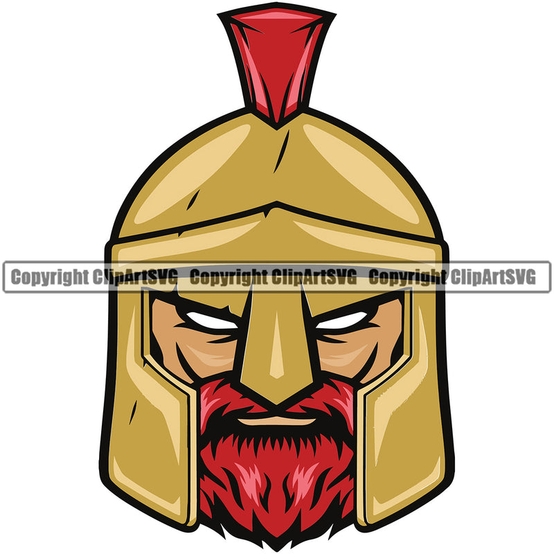 Battle Helmet Spartan Beard Mustache Red Skin Warrior Sign Fight Viking Barbarian Medieval War Fighter Mascots Sports Team School Mascot Game Fantasy eSport Animal Emblem Badge Logo Symbol Clipart SVG
