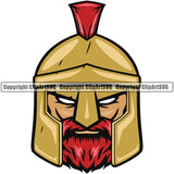 Battle Helmet Spartan Beard Mustache Red Skin Warrior Sign Fight Viking Barbarian Medieval War Fighter Mascots Sports Team School Mascot Game Fantasy eSport Animal Emblem Badge Logo Symbol Clipart SVG