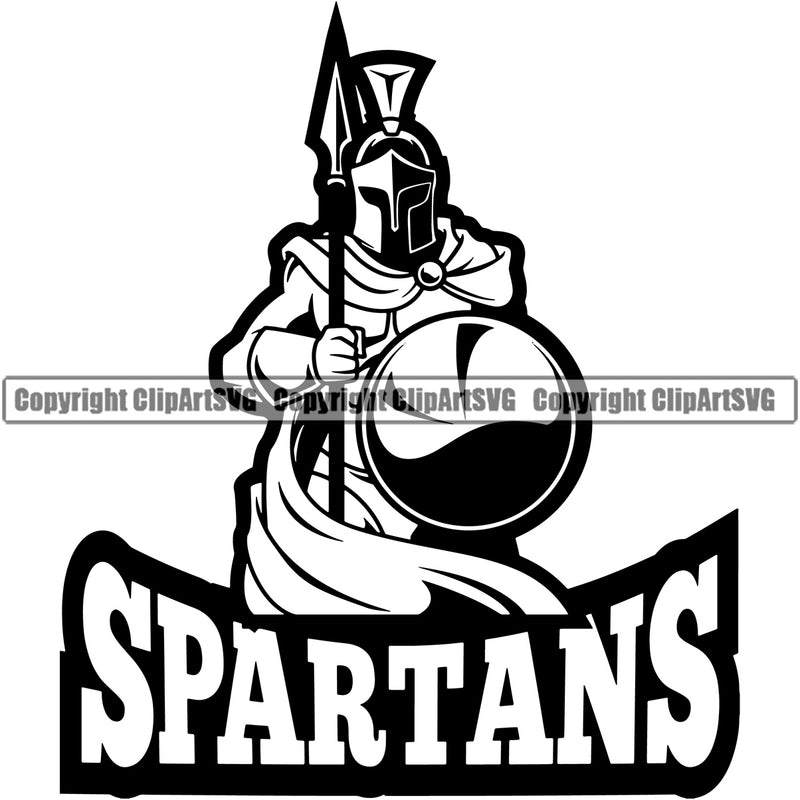 Spartans Battle Helmet Spartan Spear Shield Black Warrior Dress Sign Sword Fight Viking Barbarian Medieval War Fighter Mascots Sports Team School Mascot Game Fantasy eSport Animal Emblem Badge Logo Symbol Clipart SVG