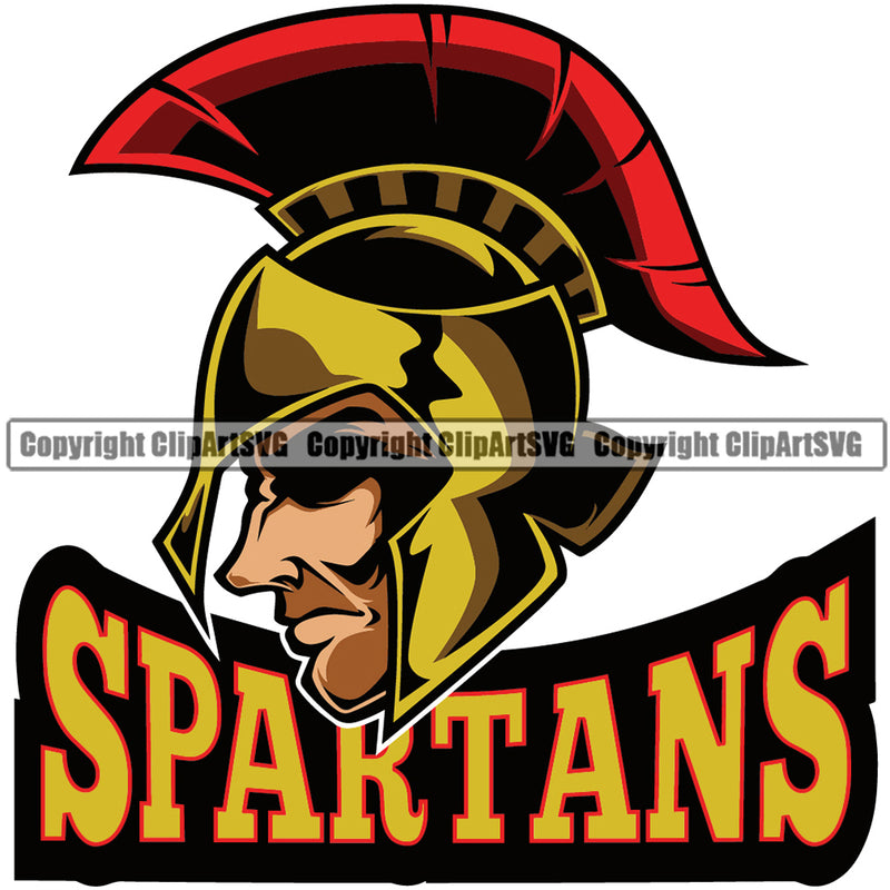 Spartans Battle Helmet Sideview Red Skin Colorful Spartan Warrior Sign Fight Viking Barbarian Medieval War Fighter Mascots Sports Team School Mascot Game Fantasy eSport Animal Emblem Badge Logo Symbol Clipart SVG