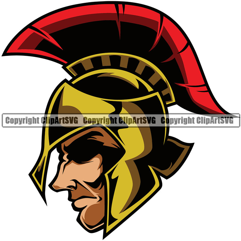 Battle Helmet Sideview Red Skin Colorful Spartan Warrior Sign Fight Viking Barbarian Medieval War Fighter Mascots Sports Team School Mascot Game Fantasy eSport Animal Emblem Badge Logo Symbol Clipart SVG