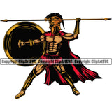 Spartan Battle Helmet Spear Shield Red Dress Warrior Sign Fight Viking Barbarian Medieval War Fighter Mascots Sports Team School Mascot Game Fantasy eSport Animal Emblem Badge Logo Symbol Clipart SVG