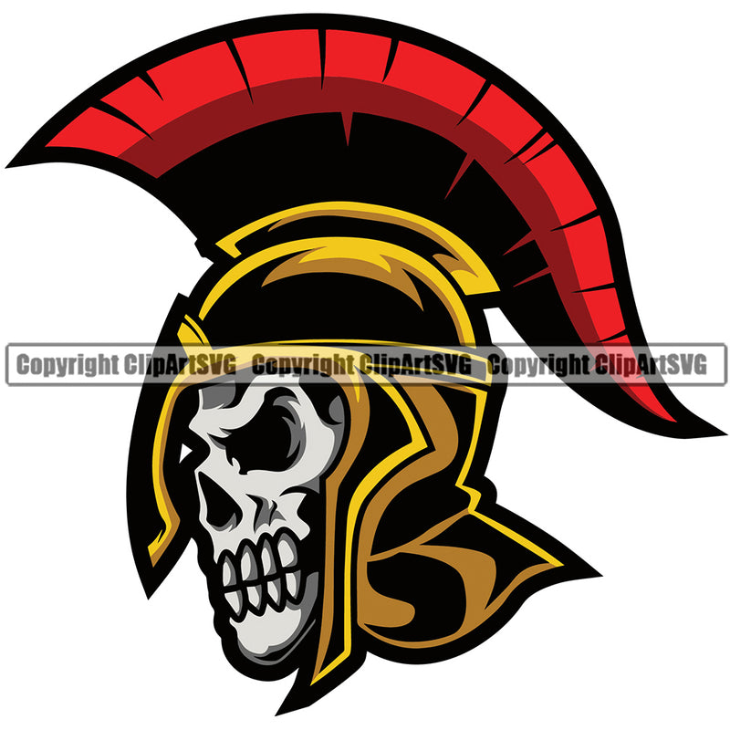 Battle Red Skin Colorful Helmet Sideview Skeleton Warrior Sign Fight Viking Barbarian Medieval War Fighter Mascots Sports Team School Mascot Game Fantasy eSport Animal Emblem Badge Logo Symbol Clipart SVG