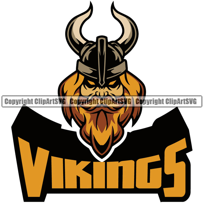 Vikings Beard Mustache Skin Colorful Mascot Ancient Viking Helmet Military Soldier Warrior Battle Fight Horns Medieval Fighter War Mascots Sports Team School Mascot Game Fantasy eSport Animal Emblem Badge Logo Symbol Clipart SVG