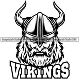 Vikings Beard Mustache Mascot Ancient Viking Horns Helmet Horned Military Soldier Warrior Battle Fight Horns Medieval Fighter War Mascots Sports Team School Mascot Game Fantasy eSport Animal Emblem Badge Logo Symbol Clipart SVG