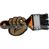 Hand Holding Brush Punch Design Element Vector African American Black Hand White Background Painting Renovation Paint House Home Improvement Wall Room Painter Repair Renovating Service Work Worker Painter DIY Art Logo Clipart SVG