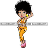 Black Woman African American Lady Black Eyes White Background Nubian Queen Cute Face Design Element Cartoon Character Cute Female Afro Pretty Girl Art Logo Clipart SVG
