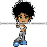Black Woman African American Lady Nubian Queen Cartoon Sexy Pose Character Lola Big Eyes Design Element Cute Female Afro Pretty Girl Art Logo Clipart SVG