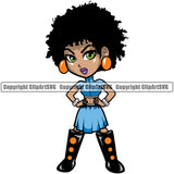 Black Woman Lola Big Eyes Abd Afro Big Hair Style Design Element African American Lady Nubian Queen White Background Cartoon Character Cute Female Afro Pretty Girl Art Logo Clipart SVG