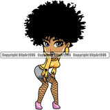 Black Woman Afro Big Hair Style African American Lady Nubian Queen Sexy Pose White Background Lola Big Eyes Cartoon Character Cute Female Afro Pretty Girl Art Logo Clipart SVG
