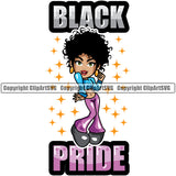 Black Pride Color Quote Black Woman African American Lady Lola Big Eyes Smile Face Design Element Nubian Queen Cartoon Character Cute Female Afro Pretty Girl Art Logo Clipart SVG