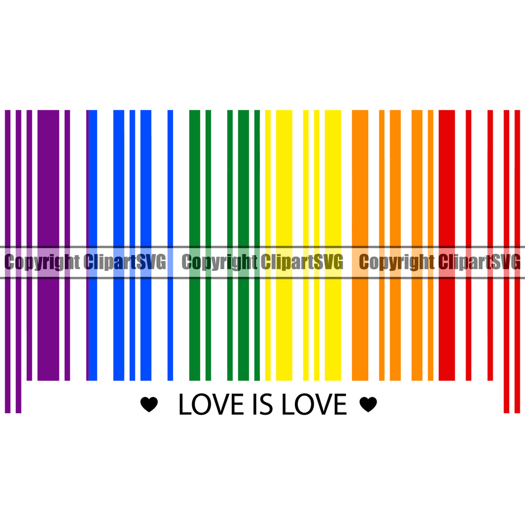 Love Is Love Quote People Gay Barcode Vector Color Design Element White Background Homosexual LGBT Happy Love People Rainbow LGBTQ Pride Proud Lesbian Bisexual Transgender Rights Art Logo Clipart SVG