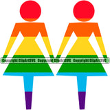 People Gay Female Couple Standing Vector Design Element Gay Homosexual LGBT Happy Love People Rainbow LGBTQ Pride Proud Lesbian Bisexual Transgender Rights Art Logo Clipart SVG