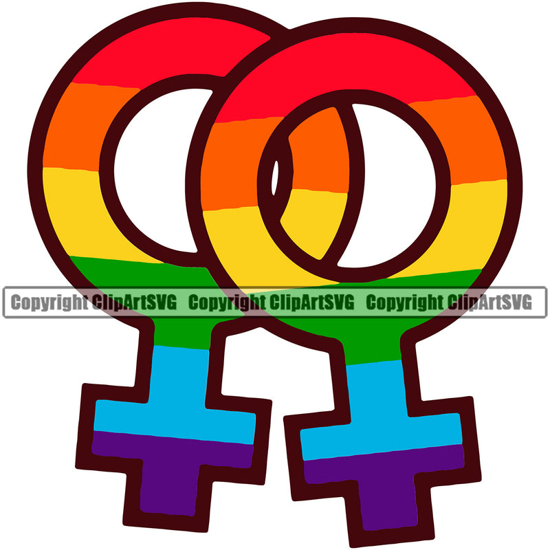 People Gay Female Couple Symbol Design Element White Background Gay Homosexual LGBT Happy Love People Rainbow LGBTQ Pride Proud Lesbian Bisexual Transgender Rights Art Logo Clipart SVG