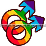 Couple Male Symbol White Background Design Element Gay Homosexual LGBT Happy Love People Rainbow LGBTQ Pride Proud Lesbian Bisexual Transgender Rights Art Logo Clipart SVG
