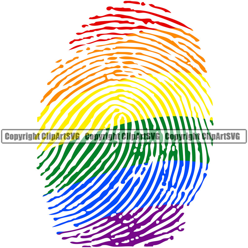 Rainbow Color Fingerprint Gay People Symbol Vector Design Element Homosexual LGBT Happy Love People Rainbow LGBTQ Pride Proud Lesbian Bisexual Transgender Rights Art Logo Clipart SVG