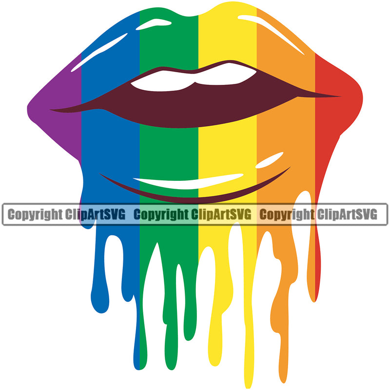 Lips Rainbow Melting Color Design Element Face Sexy Mouth Position Head Cartoon Character Mascot Creation Woman Female Girl Lady Art Artwork Creator Business Company Logo Clipart SVG
