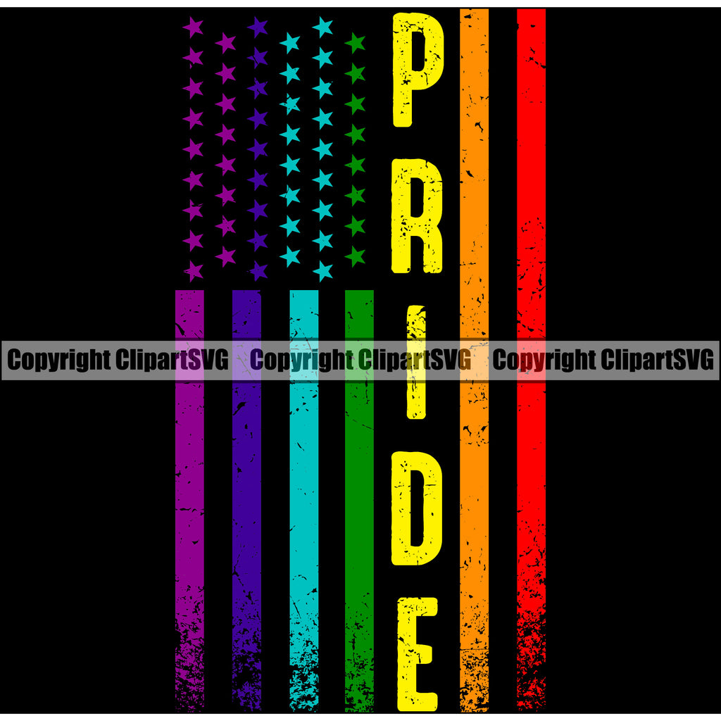 Pride Color Quote People Gay Symbol USA Flag United State Design Element Black Background Homosexual LGBT Happy Love People Rainbow LGBTQ Pride Proud Lesbian Bisexual Transgender Rights Art Logo Clipart SVG