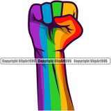 Gay People Hand Fist Power Design Element Color Design Element White Background Homosexual LGBT Happy Love People Rainbow LGBTQ Pride Proud Lesbian Bisexual Transgender Rights Art Logo Clipart SVG