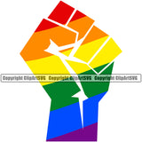 Fist Gay Hand Power Color Design Element White Background Homosexual LGBT Happy Love People Rainbow LGBTQ Pride Proud Lesbian Bisexual Transgender Rights Art Logo Clipart SVG