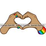 Hand Heart Design Element People Gay Hand White Background Homosexual LGBT Happy Love People Rainbow LGBTQ Pride Proud Lesbian Bisexual Transgender Rights Art Logo Clipart SVG
