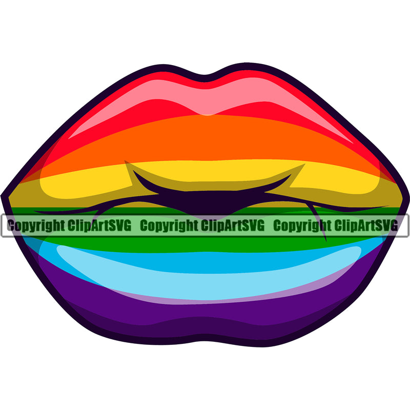 Lips People Gay Lesbian LGBT Rainbow Lips Design Element Face Sexy Mouth Position Woman Female Girl Lady Male Man Boy Cartoon Character Mascot Creation Create Art Artwork Creator Business Company Logo Clipart SVG