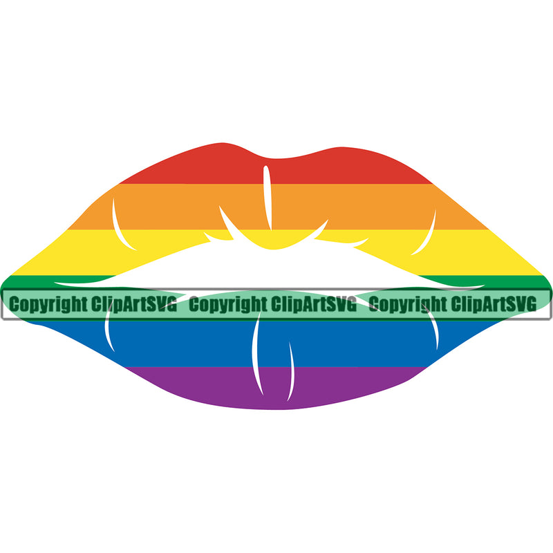 Lips Gay Lesbian LGBT Rainbow People Color Design Element Face Sexy Mouth Position Head Cartoon Character Mascot Creation Create Art Artwork Female Girl Lady Male Man Boy Business Company Logo Clipart SVG